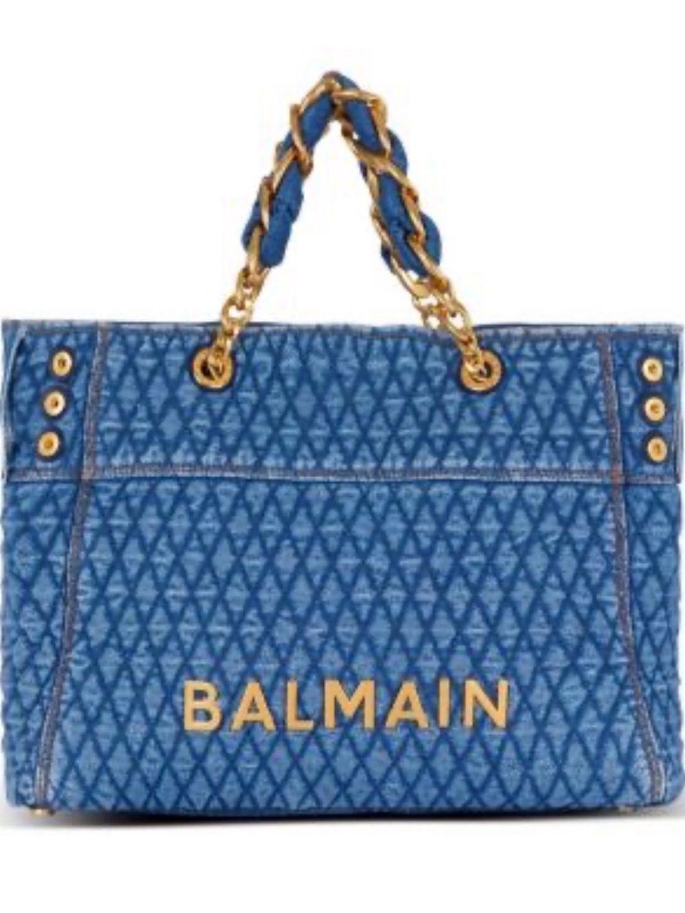 Balmain 1945 Soft Denim Tote Bag - Blue